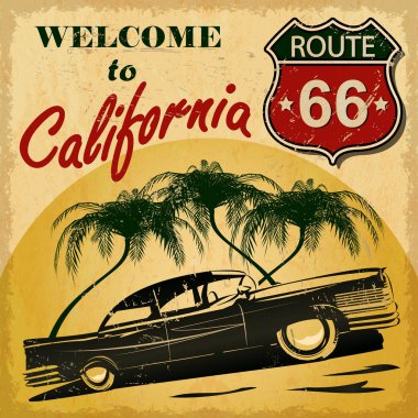 California retro poster için hoş geldiniz