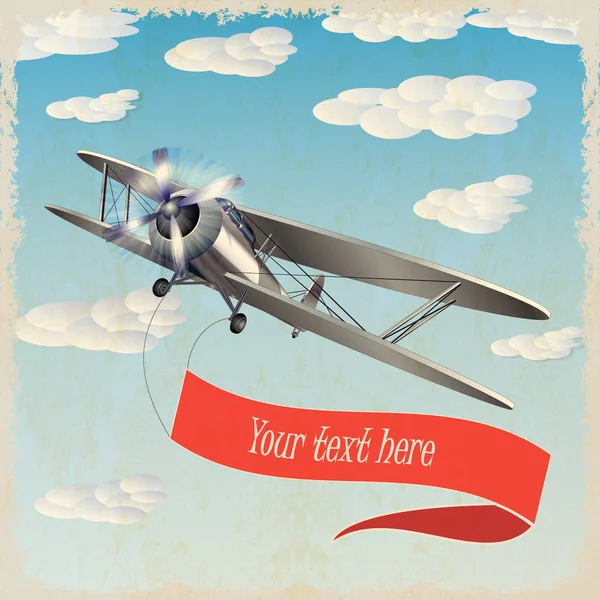 Ретро літак з банером — стоковий вектор