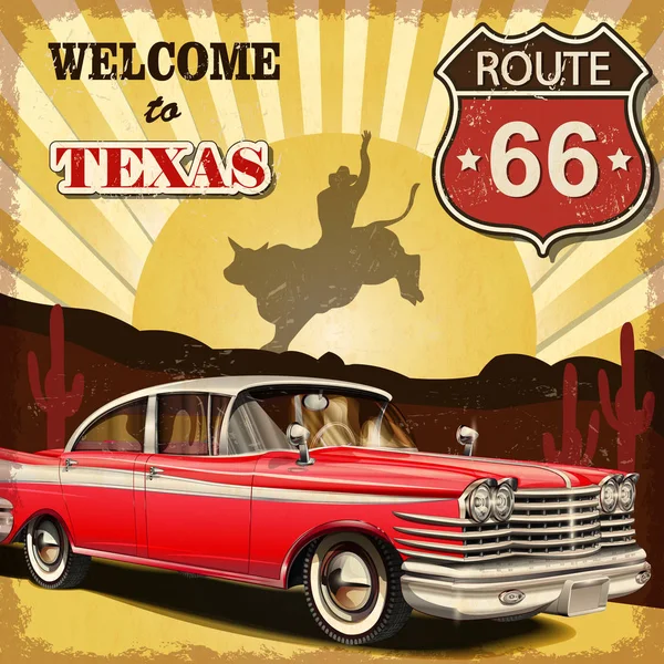 Bienvenidos al póster retro de Texas — Vector de stock