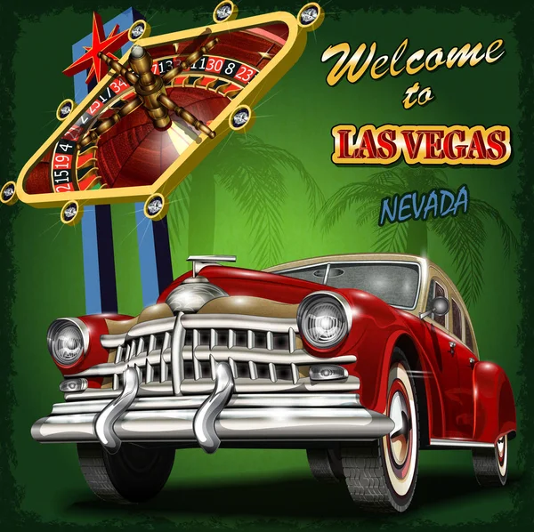 Bienvenidos al póster retro de Las Vegas — Vector de stock