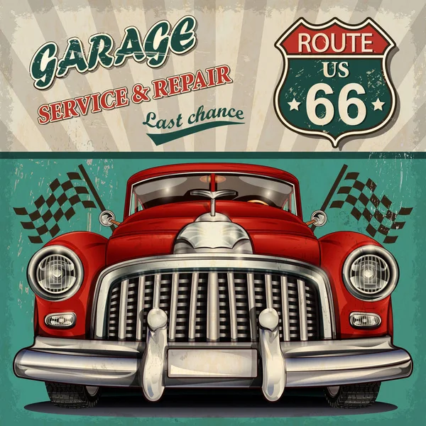 Vintage garagem retro cartaz —  Vetores de Stock