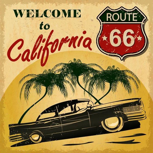 Bienvenido a California cartel retro — Vector de stock