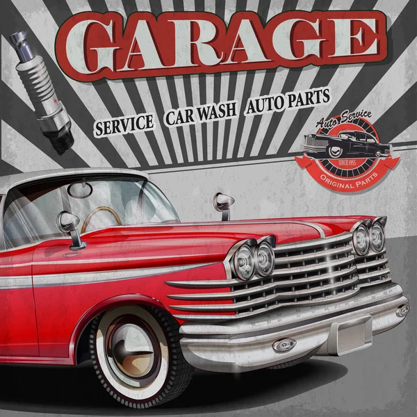 Retro vintage garage-poster — Stockvector