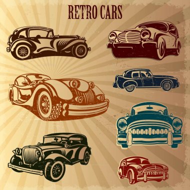 Kümeleri siluet retro otomobil
