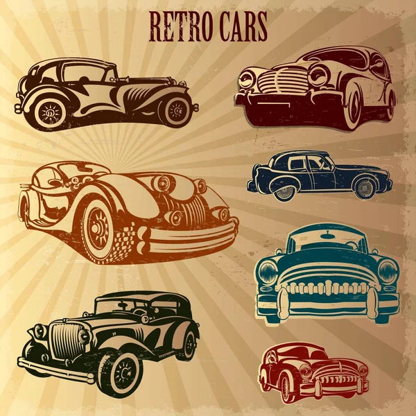 Sets von Silhouette Retro-Autos — Stockvektor