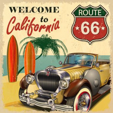 California retro poster için hoş geldiniz