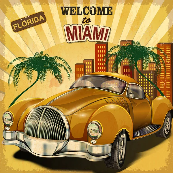 Bienvenidos al cartel retro de Miami — Vector de stock