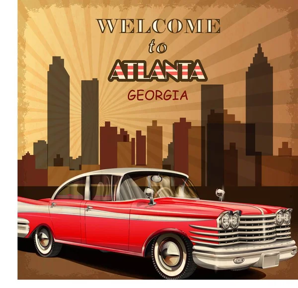 Bienvenidos a Atlanta cartel retro — Vector de stock