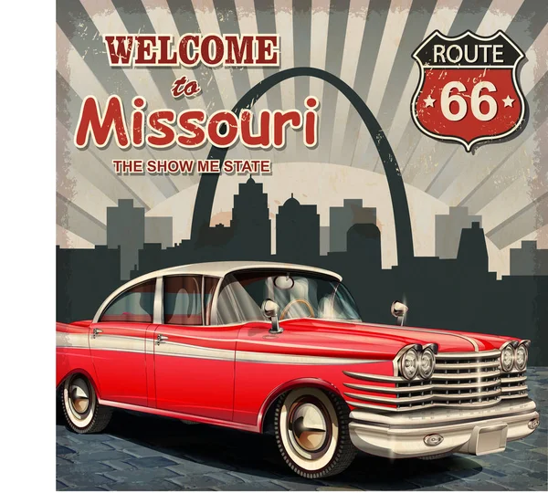 Benvenuti nel poster retrò del Missouri — Vettoriale Stock