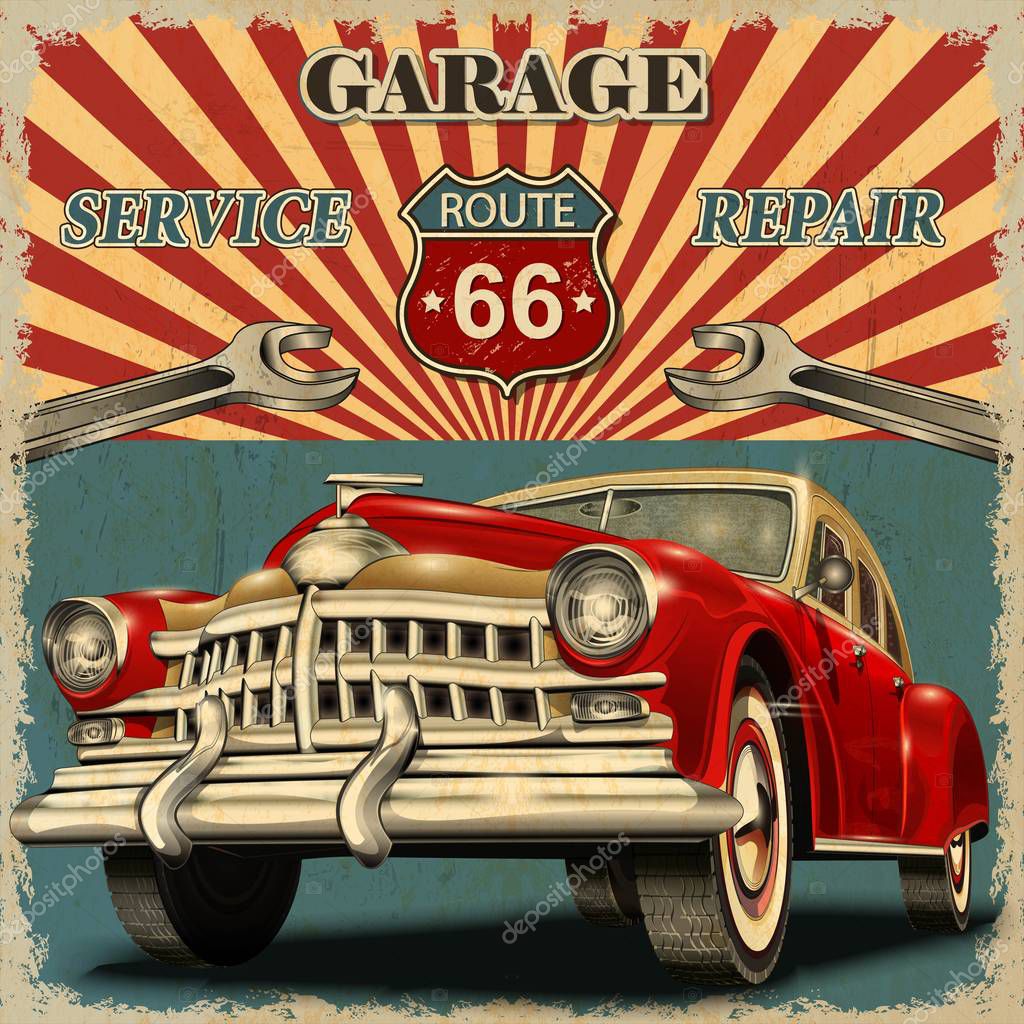 Retro Vintage garáže plakát — Stock Vektor © matetcher.gmail.com #164466194