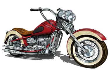 Beyaz arka planda izole edilmiş klasik klasik bir motosiklet..    