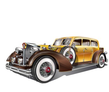 Retro araba beyaz arkaplanda izole edildi. 