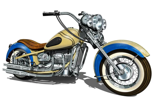 Classic Vintage Motorcykel Isolerad Vit Bakgrund — Stock vektor