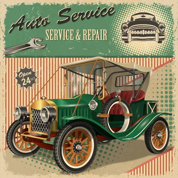 Cartaz Retro Vintage Auto Service —  Vetores de Stock