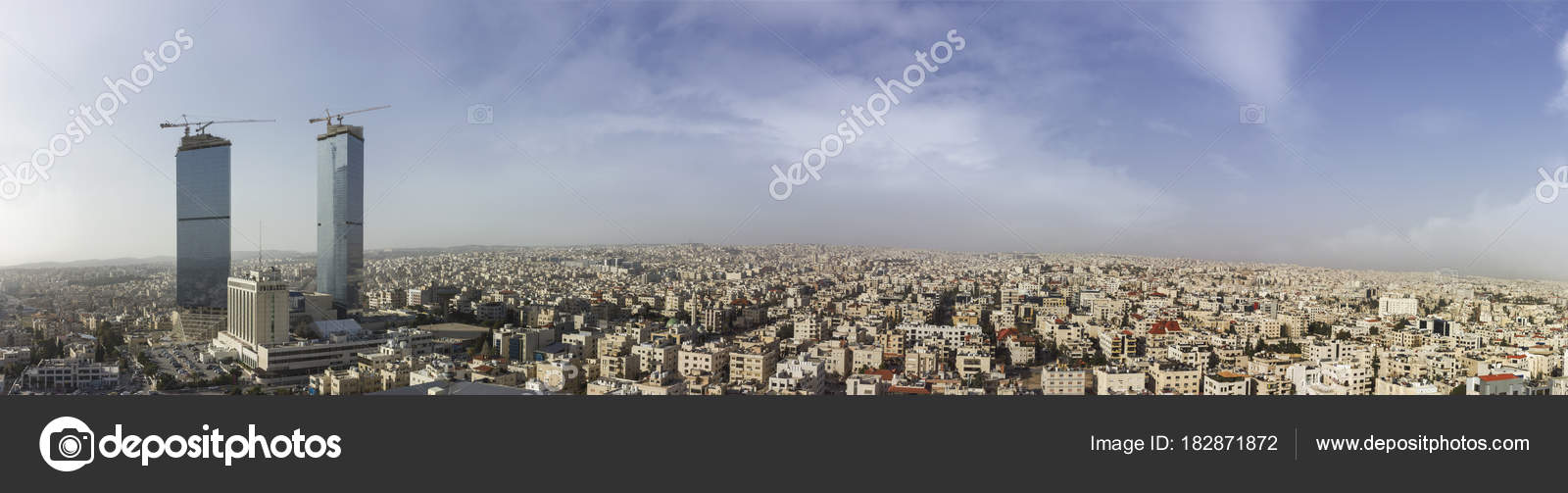 Panoramic view Amman city - Jordan Gate towers beautiful sky winter ...