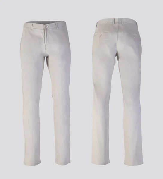 Pantalones blancos aislados sobre fondo blanco fantasma estilo de moda de fotografía vista frontal y trasera —  Fotos de Stock