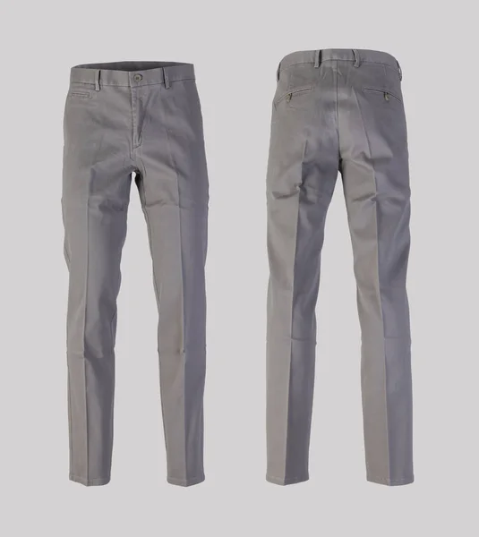 Pantalon gris isolé sur fond blanc fantôme style de mode de la photographie vue avant et arrière Photos De Stock Libres De Droits