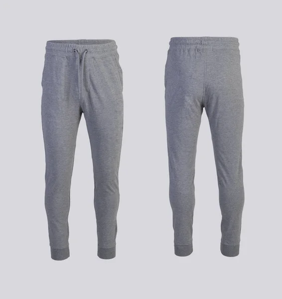 Pantalon de survêtement gris Vue avant et arrière isolé sur fond blanc Images De Stock Libres De Droits