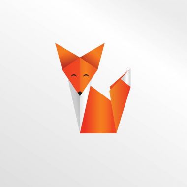 Origami fox kağıt sanat illüstrasyon