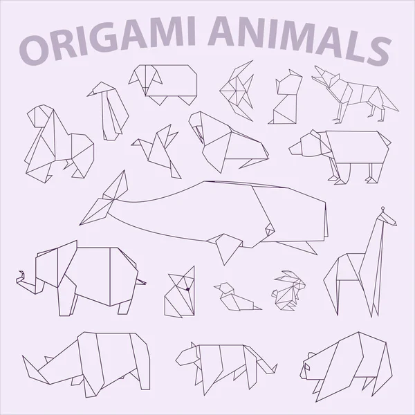 Origami Animais Coleção Arte Papel — Fotografia de Stock
