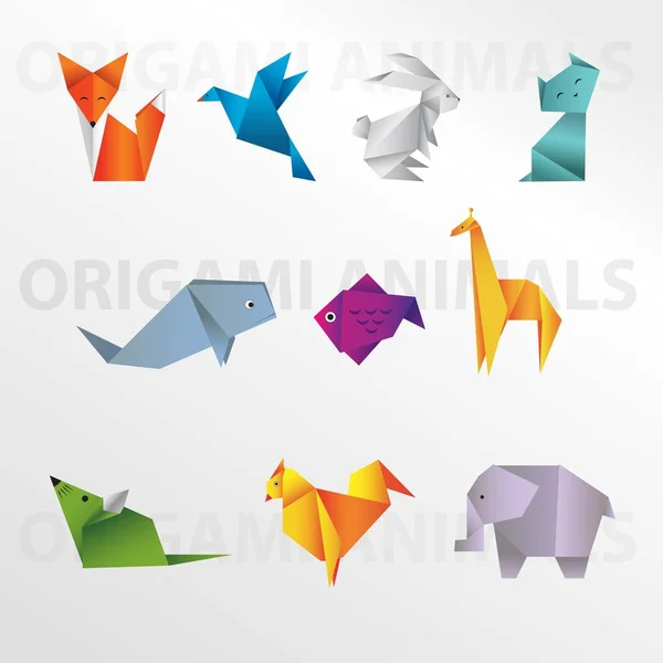 Origami Animali Collezione Carta Arte — Foto Stock