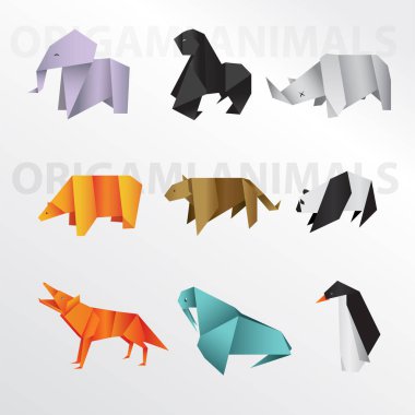 Origami hayvan kağıt sanat illüstrasyon
