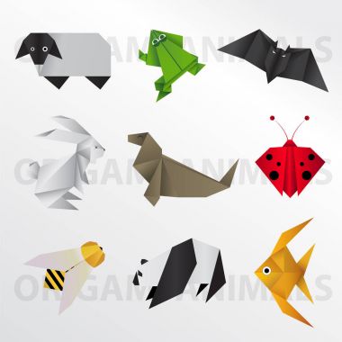 Origami hayvan kağıt sanat illüstrasyon