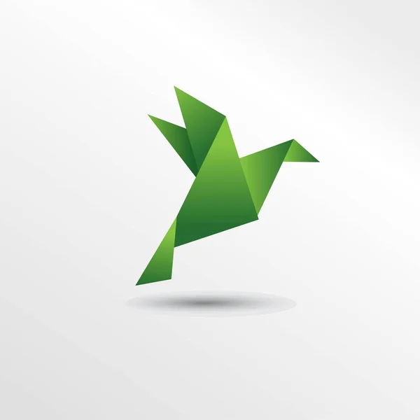 Origami Bird Paper Art Green — Stock Photo, Image