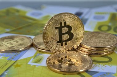 Bitcoin Euro arka plan üzerinde paralar