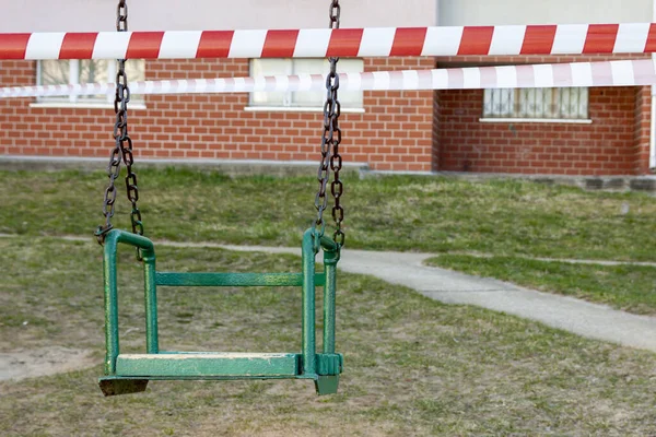 Self Isolation Ban Walking Children Swings Closed You Can Ride — Stock Photo, Image