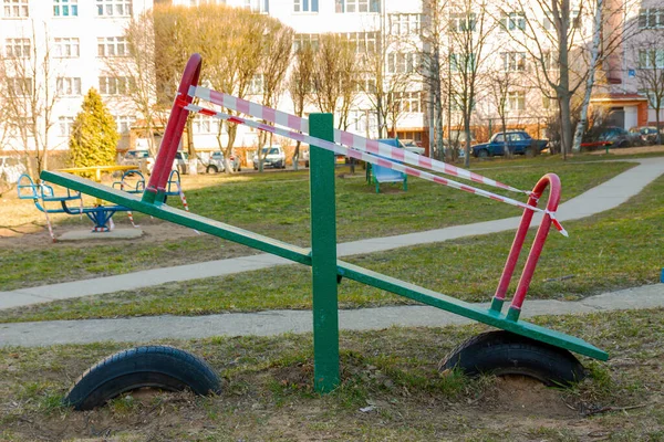 Self Isolation Ban Walking Children Swings Closed You Can Ride — Stock Photo, Image