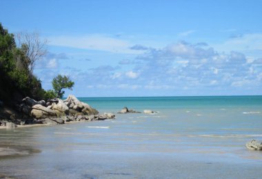 Batu Bedaun Beach Endonezya dili mükemmel güzelliği