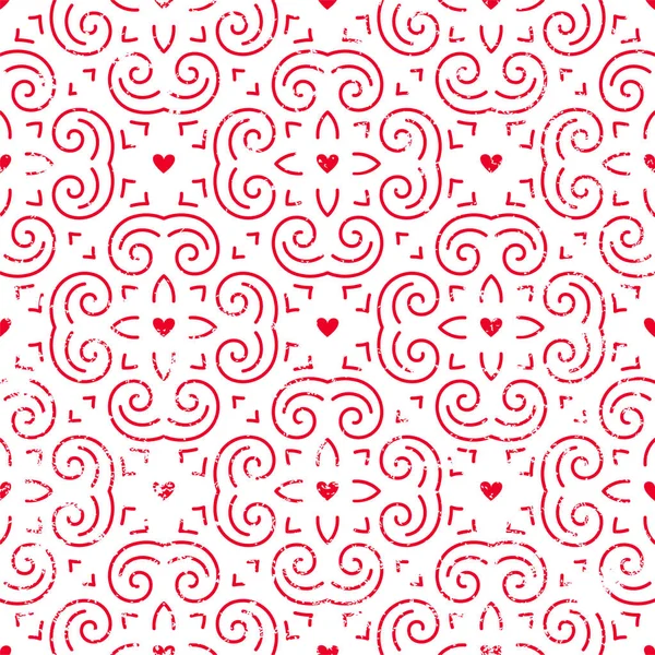 Modèle sans couture avec des coeurs en rouge . — Image vectorielle