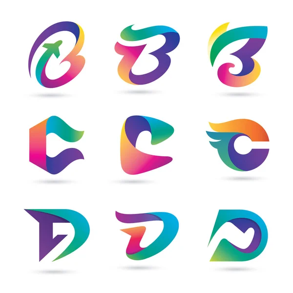 Set di lettere colorate logo vettoriale — Vettoriale Stock