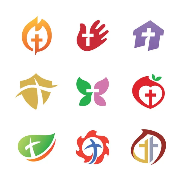 Sada církevní vektorové Logo — Stockový vektor