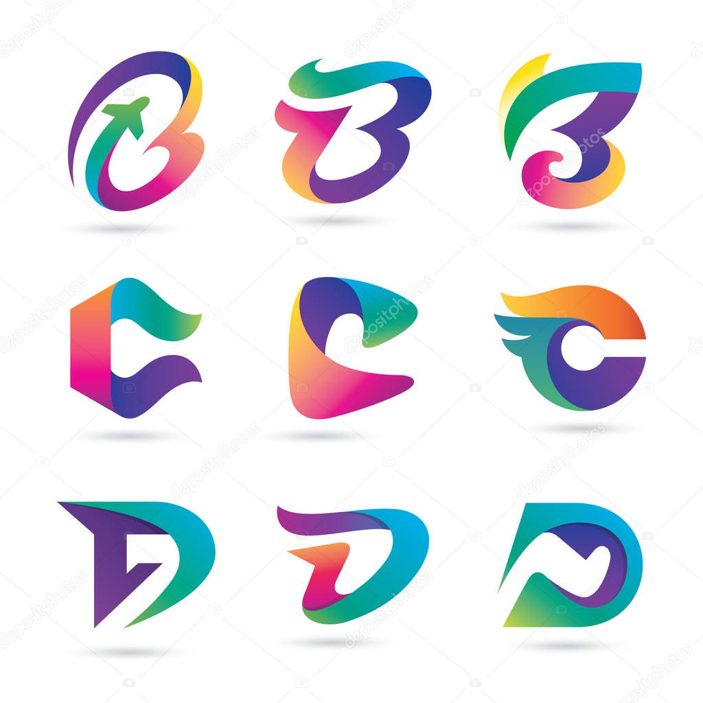 Set of Colorful Letters Vector Logo