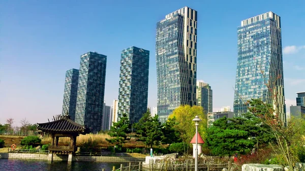 Grote Gebouwen City Park Van Incheon City Zuid Korea — Stockfoto