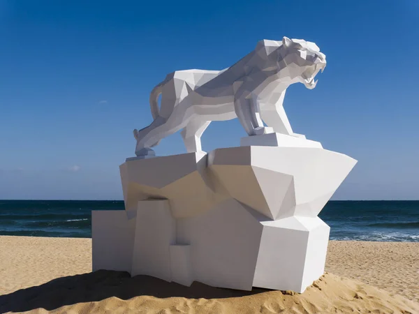 Gran Escultura Origami Tigre Playa Gangneung Corea Del Sur — Foto de Stock