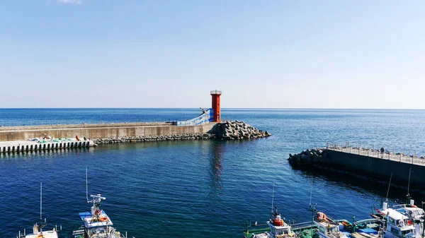 Červený Maják Městě Sokcho Jižní Korea — Stock fotografie