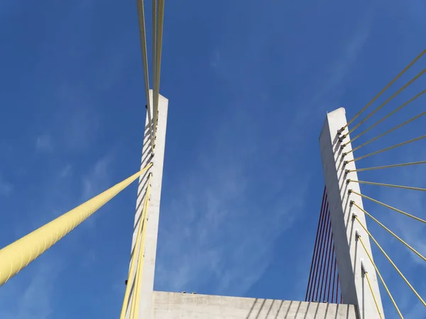 Big bridge and the blue sky on background