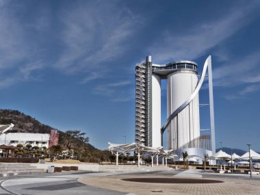 Expo Yeosu şehir kulede. Güney Kore. Ocak 2018