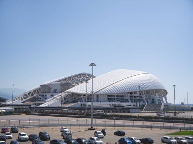 Adler şehri / Rusya - Ağustos 2019: Fisht Stadyumu manzarası. Rusça