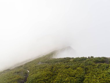Kafkasya dağları bulutları sardı. Roza Khutor, Rusya