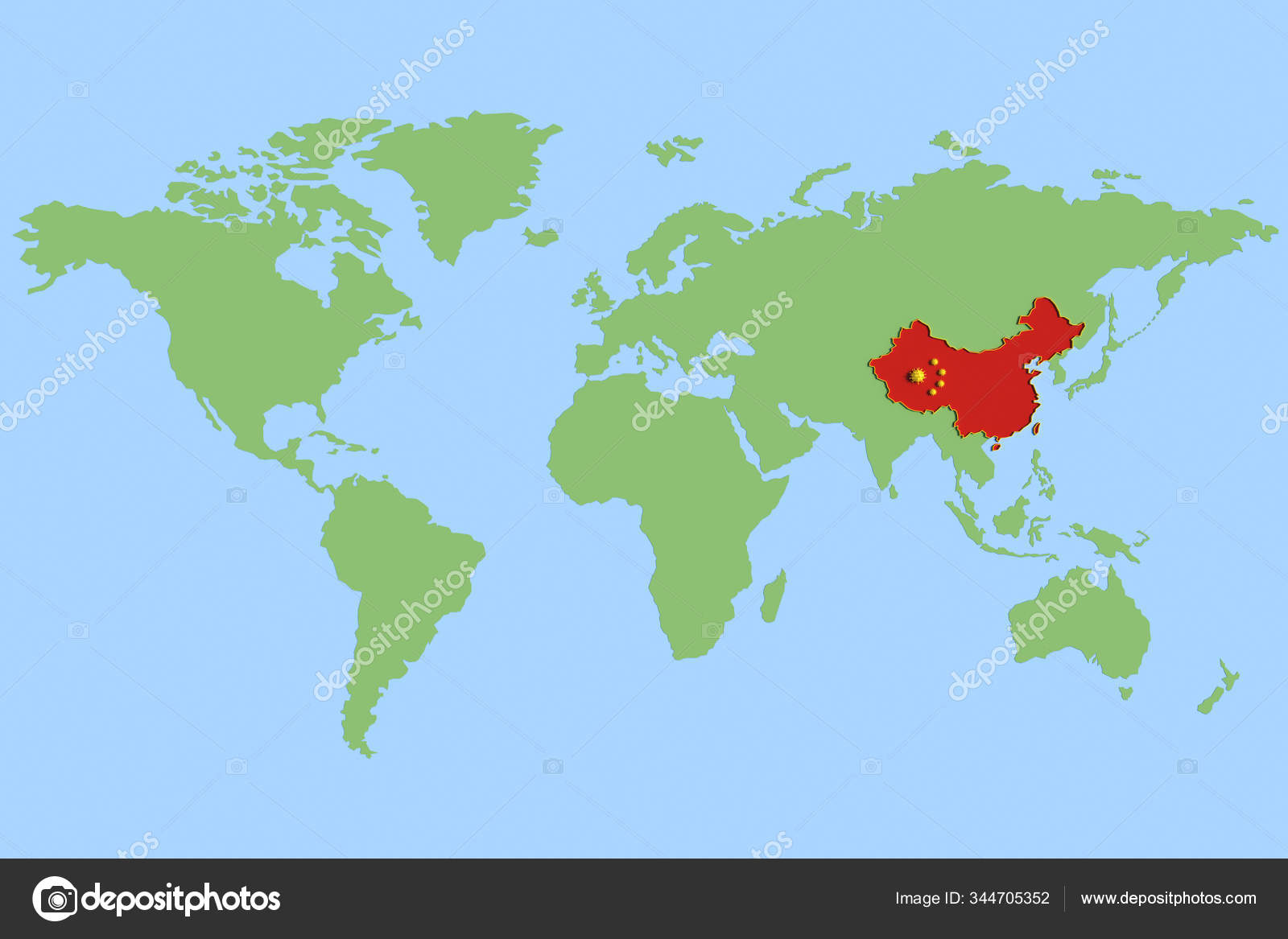 Map World Showing Republic China Isolated Rest World Because Coronavirus Stock Photo Image By C Arquiplay77