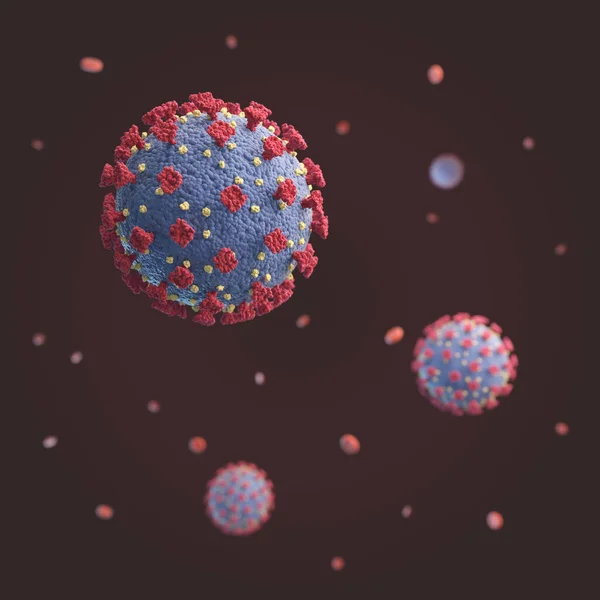 Covid Reprezentacja Koronawirusa Krwi Widzianej Pod Mikroskopem Mikrobiologia Renderowanie Ilustracja Zdjęcia Stockowe bez tantiem