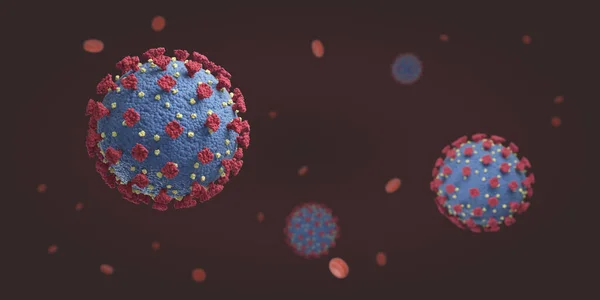 Covid Représentation Virus Coronavirus Dans Sang Sous Miscroscope Microbiologie Rendre Images De Stock Libres De Droits