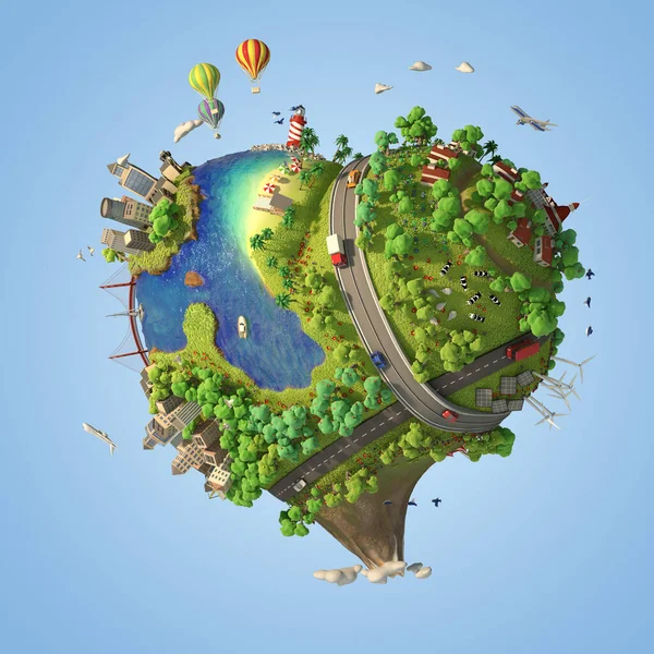 Світ Формі Серця Показує Мирний Сталий Спосіб Життя Зелену Планету Ліцензійні Стокові Зображення