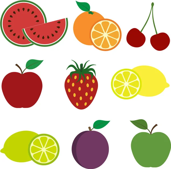 Set of Fruit Icons — Stock Vector