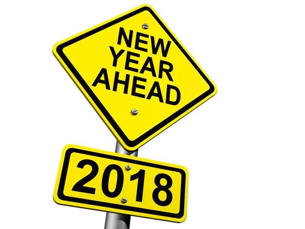 Road Sign Indicating New Year 2018 Ahead — Stock Photo, Image