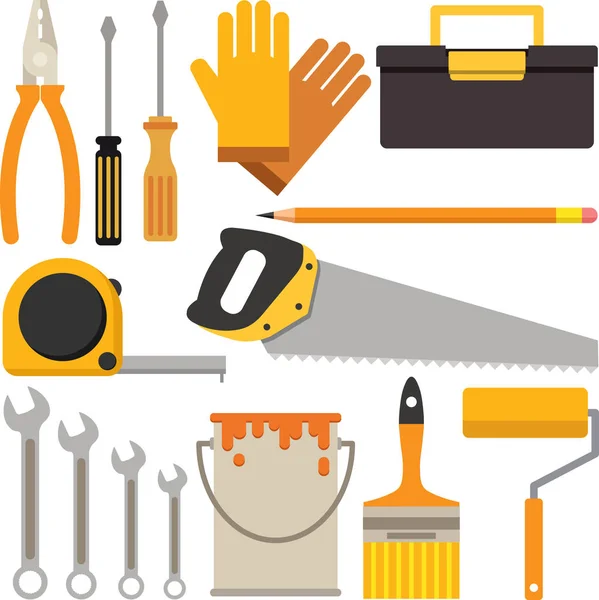 Conjunto Herramientas Adecuadas Para Usos Comerciales Bricolaje Manitas — Vector de stock